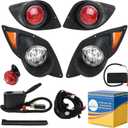 Golf Cart Light Kit for Yamaha G29 Gas & Electric 2007-UP, 12V Street Legal Full Headlight Tail Light Kit with Turn Signal Switch, Horn Button, Hazard Flasher and Brake Pad