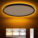 15 Inch LED Flush Mount Ceiling Light with Remote, 36W 3600LM 1800K/2700K/4000K/6500K Dimmable Ceiling Light with Night Light Low Profile Wired Ceiling lights for Bedroom,Dining Room,Living Room-Black