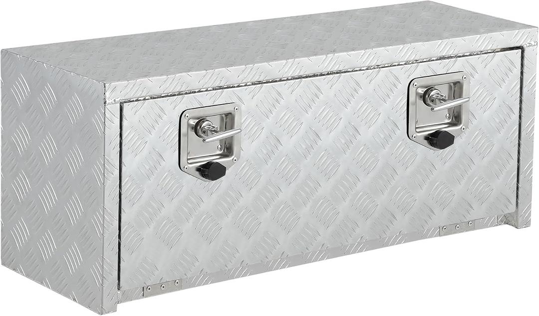36 Inch Heavy Duty Aluminum Underbody Tool Box, Double Lock, Waterproof Square Truck Storage Chest for Pickup Bed, RV Trailer, Durable Organizer (36" X 12" X 14" - Sliver) – Rust-Resistant, Secure