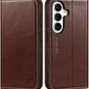 SHIELDON Case for Galaxy S26 Plus 2026, Genuine Leather Wallet Case, RFID Blocking Credit Card Holder Kickstand Magnetic Folio Protective Cover Compatible with Galaxy S26+ 6.7" - Retro Coffee