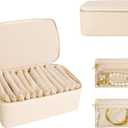 Travel Jewelry Case, Small Travel Jewelry Box with 12 Velvet Jewelry Bag Mini Pouch, Portable Travel Jewelry Organizer for Rings Earrings Necklaces (Beige 12 Pcs)