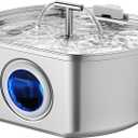Cat Water Fountain Stainless Steel - Pet Drinking Fountain for Cats Indoor - 3.2L/108oz Automatic Water Dispenser with Watering Level Window (1 Filter)