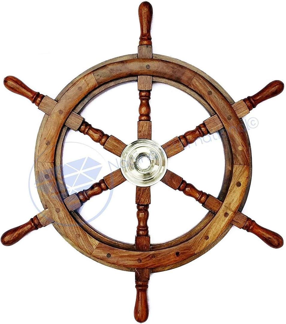 Nagina International Natural Wood Premium Pirate's Boat Ship Wheel (24 Inches) [B01HOWO458]
