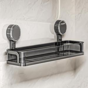 Shower Caddy Suction Cup, Removal No-Drill Shower Storage Shelf Organizer Bathroom Shelf Max Hold 33lbs for Bathroom Kitchen (Black)