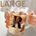 Initial Extra Large Glass Drinking Cup With Lid Straw Comfort Gifts For Woman Coffee Cups Regalos Para Mujer Teen Girl Gifts Trendy Stuff Iced Glass Tumbler Must Have For Women Apartment Essential