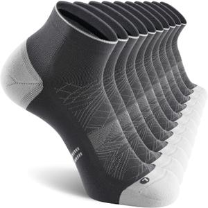 CS CELERSPORT 5 Pairs Ankle Compression Socks for Men and Women Running Athletic Socks, Grey (5 Pairs), Large/X-Large