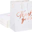 COGLARING 20Pcs White and Gold Thank You Paper Gift Bags with Handles - Medium Size for Weddings, Retail, Goodie & Welcome Gifts