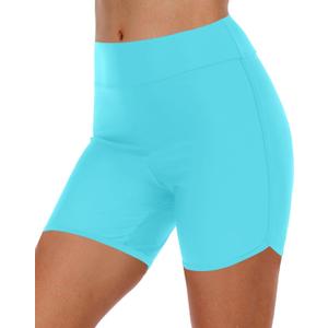 Yonique Womens Swim Shorts High Waisted Swim Bottoms Tummy Control Bathing Suit Bottom Boy Shorts (Medium, Blue)