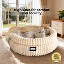BALANCE Cat Bed Kitten Bed, Washable Round Cat Beds for Indoor Cats,Super Soft Plush Faux Fur Pet Bed for Puppy and Kitten with Anti-Slip Bottom