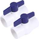 2 Pack PVC Ball Valve 1-1/4inch, PVC Water Pipe Shut Off Valve 1-1/4'' with Double Socket Full Flow Port, Schedule 40 Plastic Control Valve for Commercia, Swimming Pool, Irrigation System