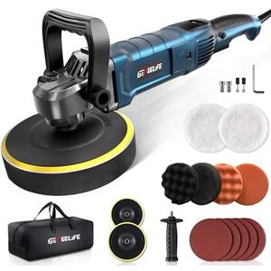 GEVEELIFE Buffer Polisher, 6 Inch/7 Inch 1600W Rotary Car Buffer Polisher Waxer, 7 Variable Speed 1000-3500 RPM, Detachable Handle for Car, Boat Sanding, Polishing, Waxing