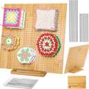 Tatiwoo 15.4" Foldable Blocking Board, Large Blocking Board for Crocheting Knitting with 30 Pcs Pin/Peg, Granny Square Blocking Boards for Wooden Knitting Blocking Board Crochet Projects