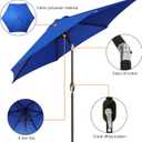 Blissun 7.5 ft Patio Umbrella, Yard Umbrella, Outdoor Market Umbrella with Push Button Tilt Crank, Royal Blue