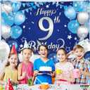 KatchOn, Blue Happy 9th Birthday Decorations Banner - XtraLarge 72x44 Inch | 9th Birthday Decorations for Boys, Girls | Happy Bday Decor | Bday Backdrop Banner for Blue Party Decor