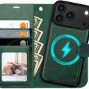 OCASE for iPhone 17 Pro Detachable Wallet Case with Card Holder, 2 in 1 PU Leather Flip Folio with RFID Blocking Stand Wrist Strap Shockproof Phone Cover 6.3 Inch 2025, Blackish Green