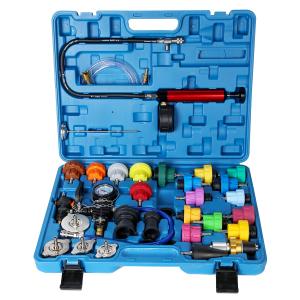 Radiator Pressure Tester Kit, Coolant Pressure Tester and Vacuum Refill Kit for Automotive Cooling System Water Tank Leakage Detection (Universal Fit 34PCS)