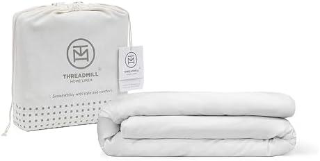 Threadmill White Cotton Duvet Cover King Size, Breathable Comforter Cover, Soft 1-Piece Cotton King Duvet Cover Hotel Style Light Weight with Strong Button Closure & Corner Ties, Fits Cal King Duvet