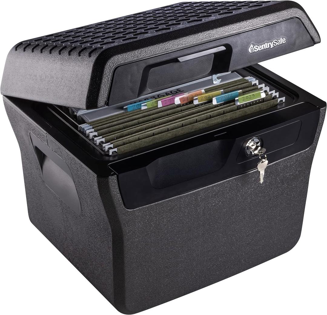 SentrySafe Fireproof and Waterproof Lock Box with Key Lock, File Safe with Carrying Handles for Documents, 0.66 Cubic Feet, 14.1 x 16.6 x 13.8 Inches, FHW40100