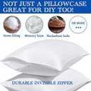 Precoco White Pillow Cases Standard Size Set of 4 | 100% Cotton Pillowcases with Zipper Hidden | Premium Cooling Decorative Pillow Covers with 600 Thread Count, Soft & Smooth, 20x26 inches