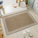 Bathroom Rugs, Ultra Thin Bath Mat Fit Under Door Super Absorbent Non Slip Quick Dry Bath Mat, Rubber Backing Shower Mat Outside Shower (20 X 31, Al- Beige Brown)
