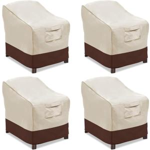 Vailge Patio Chair Covers, Lounge Deep Seat Cover, Heavy Duty and Waterproof Outdoor Lawn Patio Furniture Covers (4 Pack - Large, Beige & Brown)