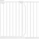Fairy Baby 43.5-48 Inch Wide Easy Step Safety Gates for Doorways, Extra Wide Pet Gate for Dogs Puppy, Pressure Mounted No Drill Auto Close Baby Gates, Adjustable Metal, White