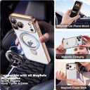 Compatible with iPhone 17 Pro Case with Invisible Magnetic Ring Stand [Compatible with Mag-Safe] [Full Camera Lens Protector] Plating Clear Phone Case for iPhone 17 Pro 6.3", Desert Gold