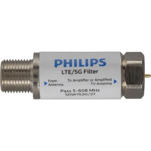 Philips LTE Filter for TV Antenna, Filters 4G 5G LTE Signal to Reduce Interference and Pixilation for Clear Digital HD TV Reception, Frequency Range 5-608 MHz, Indoor Outdoor Installation, SDW1520/27