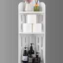 Meangood Bathroom Corner Shelf Stand, 3 Tier Solid Wood Display Shelf for Narrow Space, Shower Corner Shelf, Plant Stand Nightstand, for Living Room, Bedroom, Home Office, Elegant White