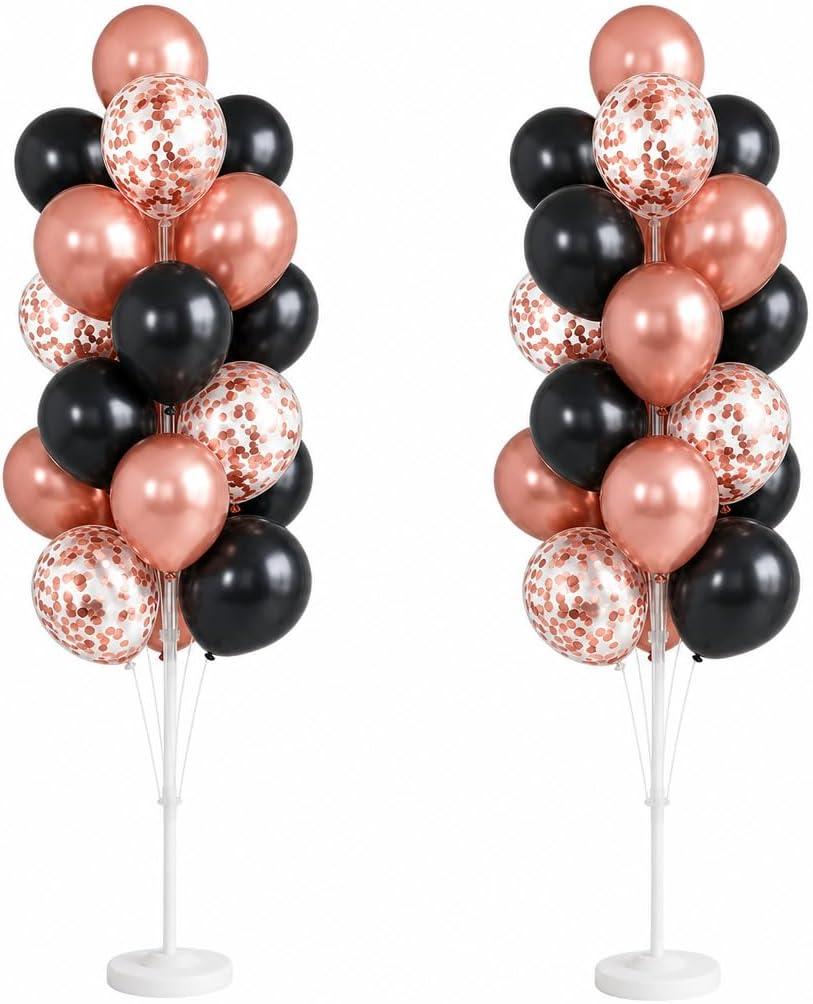 HIINS Rose Gold Black Balloon Column Kit Set of 2 with for Party Decor, 2 Count