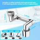 1080 Swivel Faucet Extender, Heavy Duty Rotating Sink Extension, Universal Swivel Multifunctional Robotic Arm, Rotating Splash Filter Extension Faucet Aerator for Kitchen Bathroom-2 Pcs