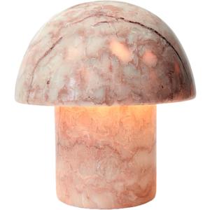 Marble Mushroom Table Lamp - Small Rechargeable USB-C Cordless Touch-Dimmable Night Light, Hand-Polished Natural Stone, 4.3"x4.7" (Red Dragon Onyx)