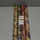 Christmas Wrapping Paper (4 Rolls: 93 sq. ft. ttl) - Red/Green and Black Plaid Grid Patterns, Stockings Snowflakes Pine Tree and Reindeer - Holiday Kraft Gift Paper 17 inches x 16.5 feet Per Roll