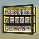 Baseball Card Display Case, 3 Tier Card Display Frame Lockable, Trading Card Display with UV Protection Sports Card Display Case for Baseball Cards, Football Cards, Sports Cards