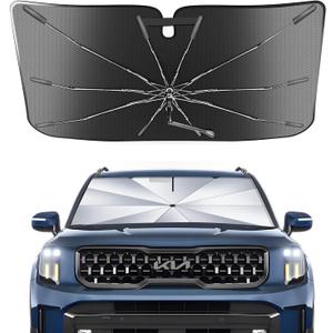 Portable Windshield Sunshade Umbrella for 2023-2025 Kia Sportage Models LX, EX, SX Prestige,X-Line AWD, X-Pro Prestige, 2 in1 Ice Crystal Durable Compact Shade Umbrella UPF50+ Outdoor Camping
