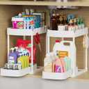 Ukeetap 2 Pack Multi-Purpose Pull-Out Storage Organizers, Under Sink Organizers and Storage for Bathroom & Kitchen, Under Cabinet Organizers and storage, 14.8 Inch, White