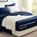 Love's cabin Fleece Full Sheet Set - 4 Pcs Dark Blue Super Soft Plush Polar Fleece Bed Sheets Set with 16" Deep Pocket,Cozy Warmth for Cold Season(1 Flat Sheet,1 Fitted Sheet,2 Pillow Cases)