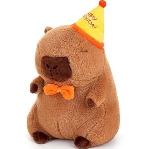 Cute Capybara Plush - Kawaii Happy Birthday Capybara Stuffed Animal, Soft Capybara Plushies Toys Hugging Pillow, Birthday Gift for Kids Boys Girls Adult 12 inch (Yellow)