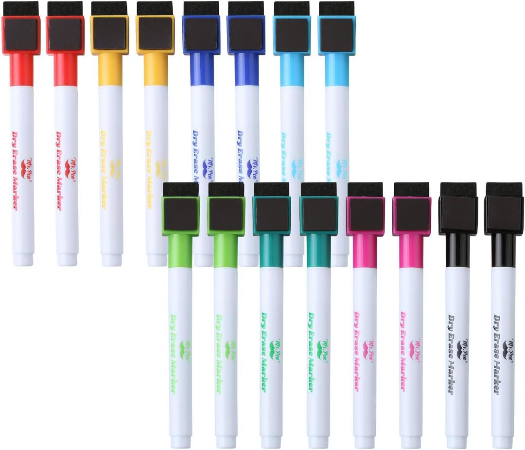 Mr. Pen- Magnetic Dry Erase Markers, 16 Pack, Fine Point, Colorful, Magnetic Dry Erase Marker (Assorted Colors)