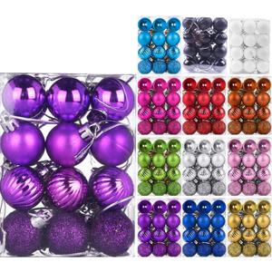 Emopeak 24Pcs Christmas Balls Ornaments for Xmas Christmas Tree - 4 Style Shatterproof Christmas Tree Decorations Hanging Ball for Holiday Wedding Party Decoration (Purple, 1.3"/3.2CM)