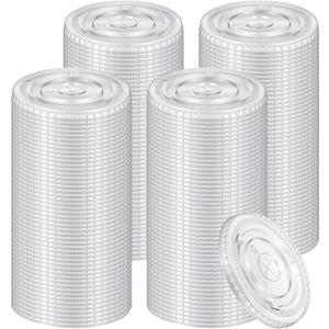200 Clear Plastic Lids | 3.9 inch (98mm) Universal Flat Lids with Straw Slot | Fits 12, 16, 20, 24 oz Cold Drink Cups - Disposable & Leak-Resistant (PET, 200 Count)