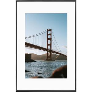 Frametory, 16x24 Metal Picture Frame with Mat for 12x18 Picture & Real Glass, Aluminum Photo Frame Collection (Black, 1 Pack)