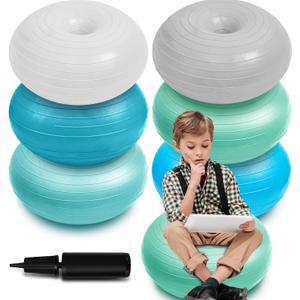 6 Pcs Flexible Seating for Classroom Elementary Yoga Ball Chairs for Kids Inflatable Yoga Ball Office Chair Stability Balance Trainer with Black Inflator Student Desk Chairs(Elegant Color)