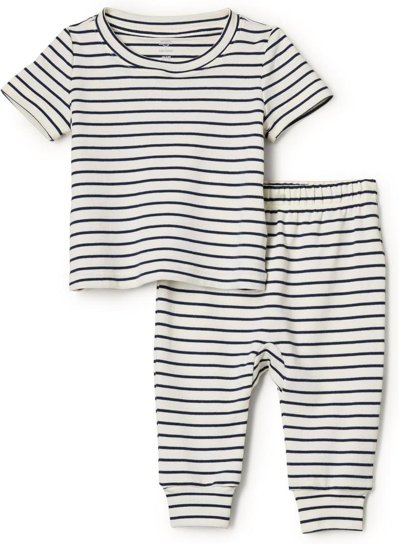 Amazon Essentials x Sofia Grainge Unisex Toddlers and Babies Pant & Top Set (6-9 Months, Navy Tapered Stripe)