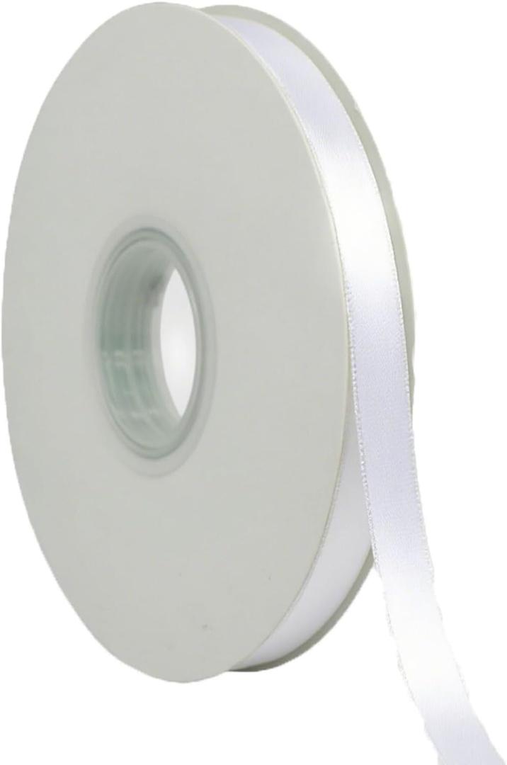 Light Green Ribbon 3/8 Inch x 50 Yards Satin Ribbon Continuous, Single Face, for Crafts, Gift Wrapping, Floral Bouquet, Weddings, and Decorations, with Spool