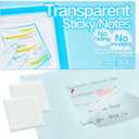 Clear Transparent Self-Adhesive Sticky Notes with Tabs, 3x3 Inches 800 Sheets of Translucent Paper for Bible Study & Indexing, See-Through, Waterproof & Repositionable, No Fading