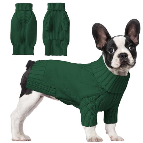 Dog Sweaters for Small Medium Large Dog, Classic Turtleneck Pet Clothes Warm Thermal Doggy Winter Coat, Thick Double Knitting Collar Pullover Cold Weather Puppy Jacket for Indoor & Outdoor Wear Small