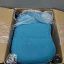Small Footstool with Handle, Velvet Ottoman Foot Rest with Padded Seat, Curved Foot Stool with Wooden Legs, Portable Foot Rest for Living Room, Bedroom, Entryway, Peacock Blue