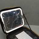 MOMIRA Travel Makeup Bag Cosmetic Bag Makeup Organizer Bag with Lighted Mirror, Adjustable Brightness in 3 Color Scenarios, Waterproof Makeup Train Case, Gift for Women - Golden (Small)