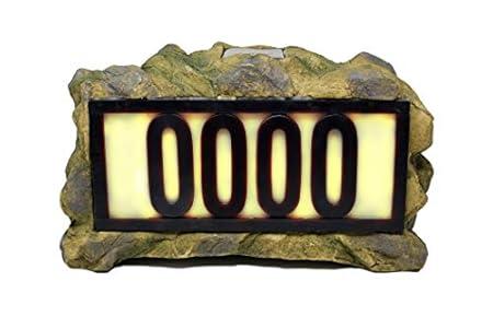 Natures Mark Solar Power Lighted House Numbers Address Sign - LED Illuminated Outdoor Resin Light Up House Number Sign Decor for Home Yard Street (Brick)